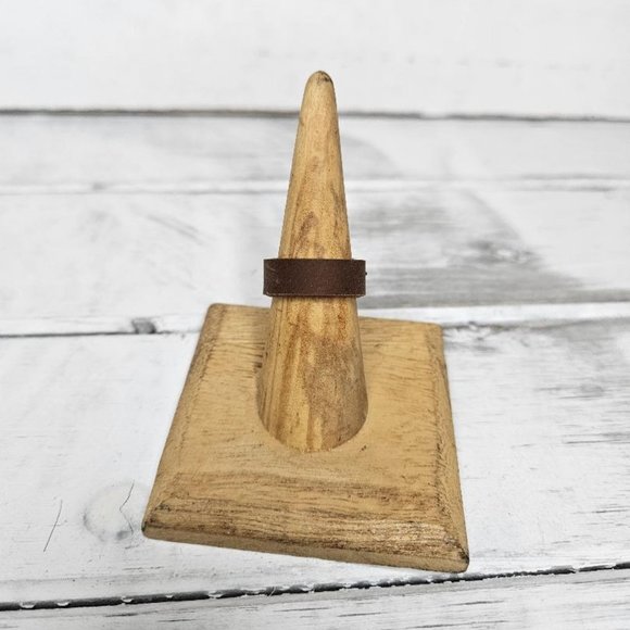 Handmade Boho Black Pearl med Brown Leather Ring size 7 - Picture 3 of 4